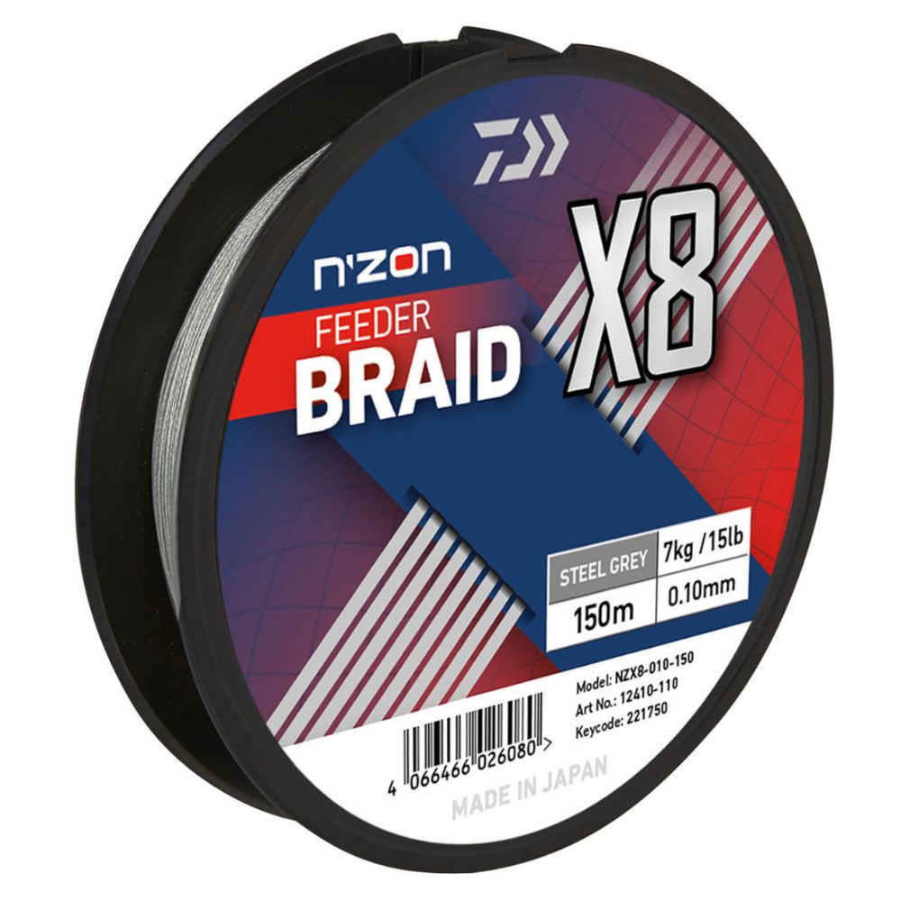 Daiwa N'ZON X8 Braid 0,10 mm 7 kg 150 m jekleno siva